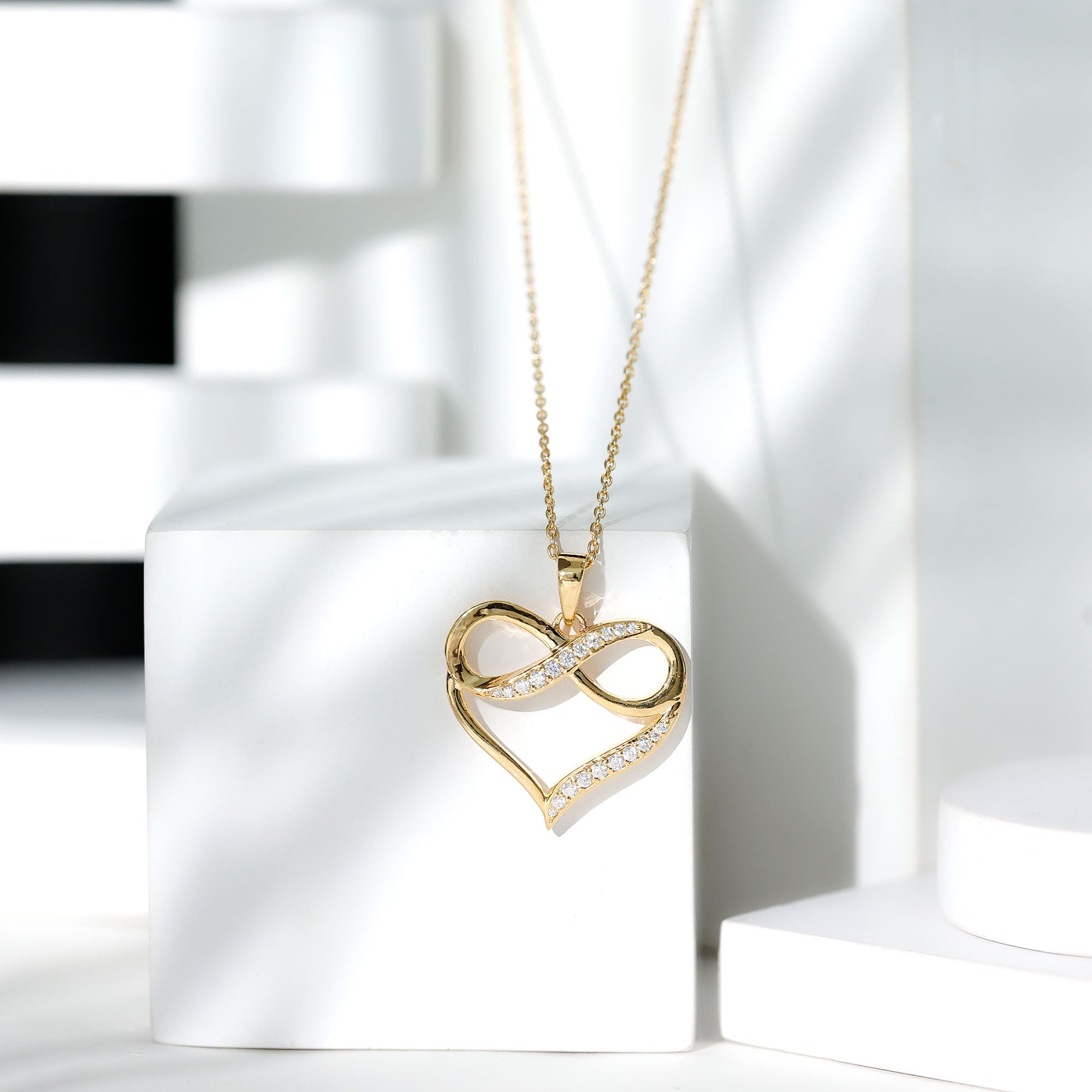 Certified Moissanite Infinity Heart Pendant Necklace