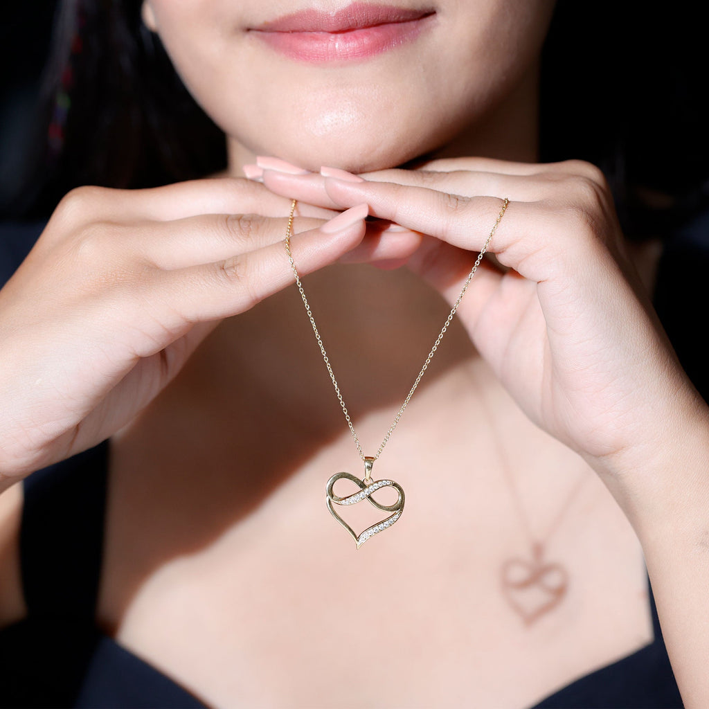 Certified Moissanite Infinity Heart Pendant Necklace