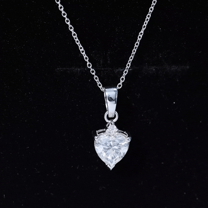 Certified 2 Carat Moissanite Solitaire Heart Necklace