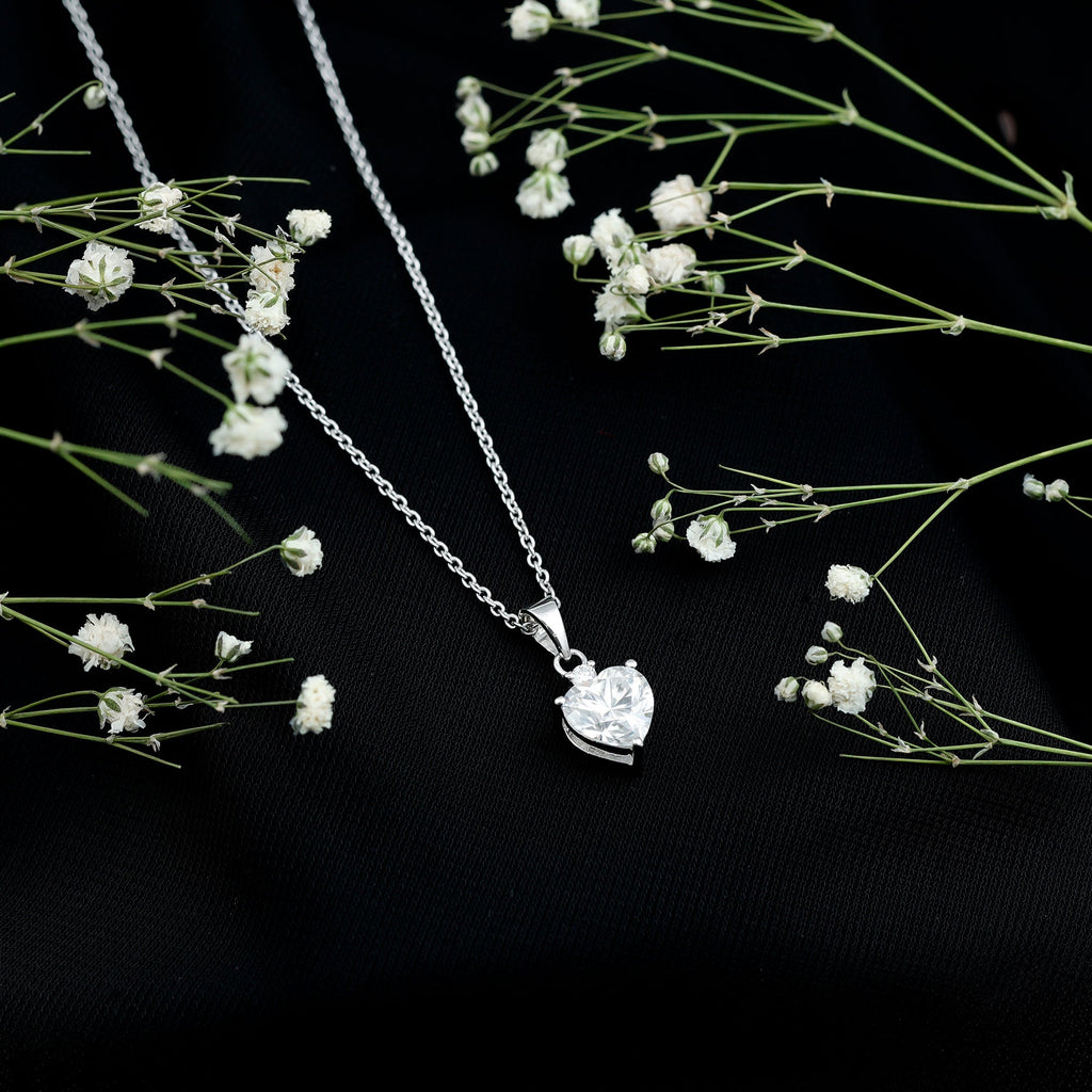 Certified 2 Carat Moissanite Solitaire Heart Necklace