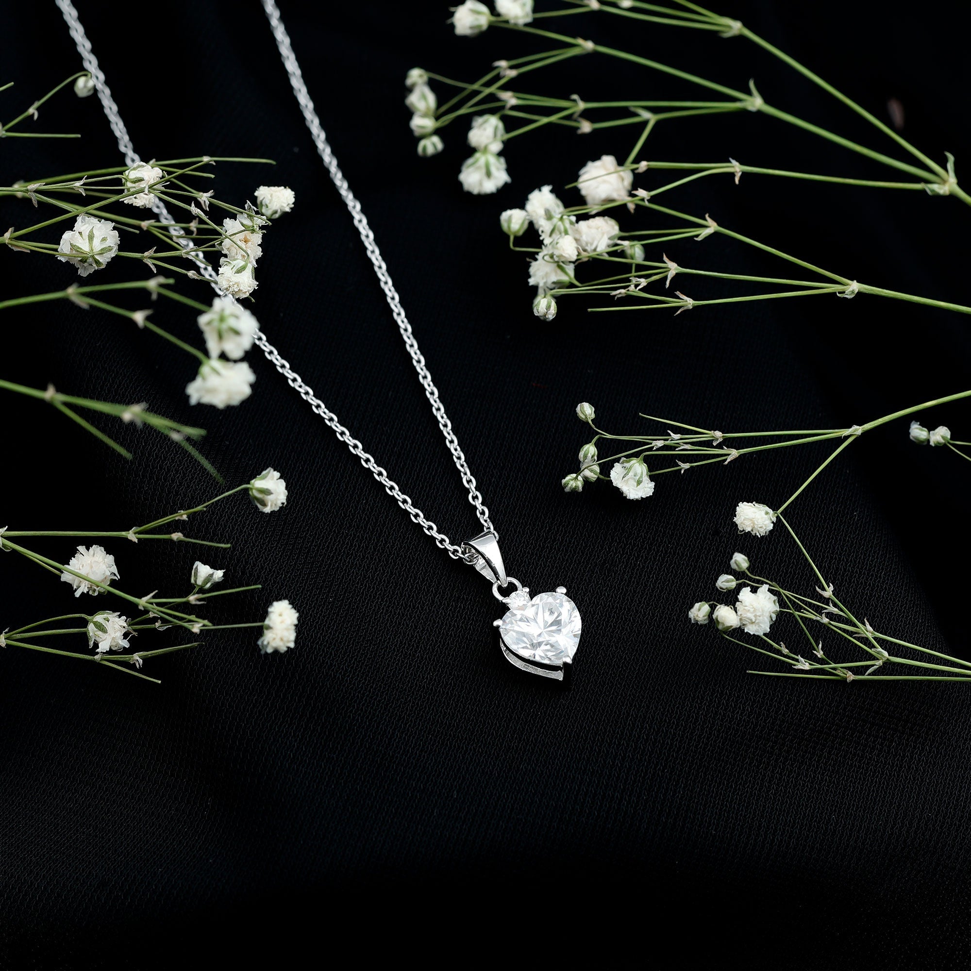 Certified 2 Carat Moissanite Solitaire Heart Necklace