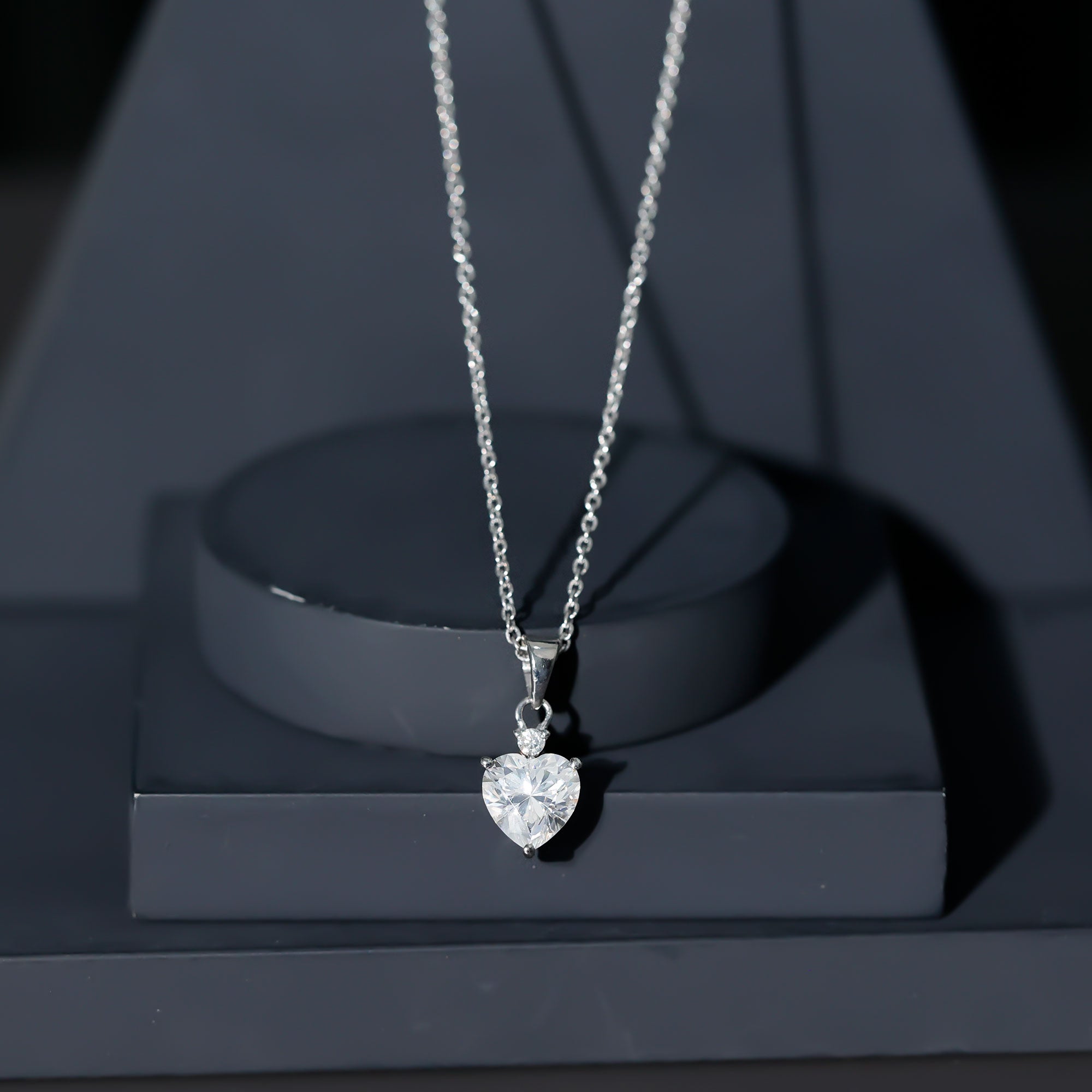 Certified 2 Carat Moissanite Solitaire Heart Necklace
