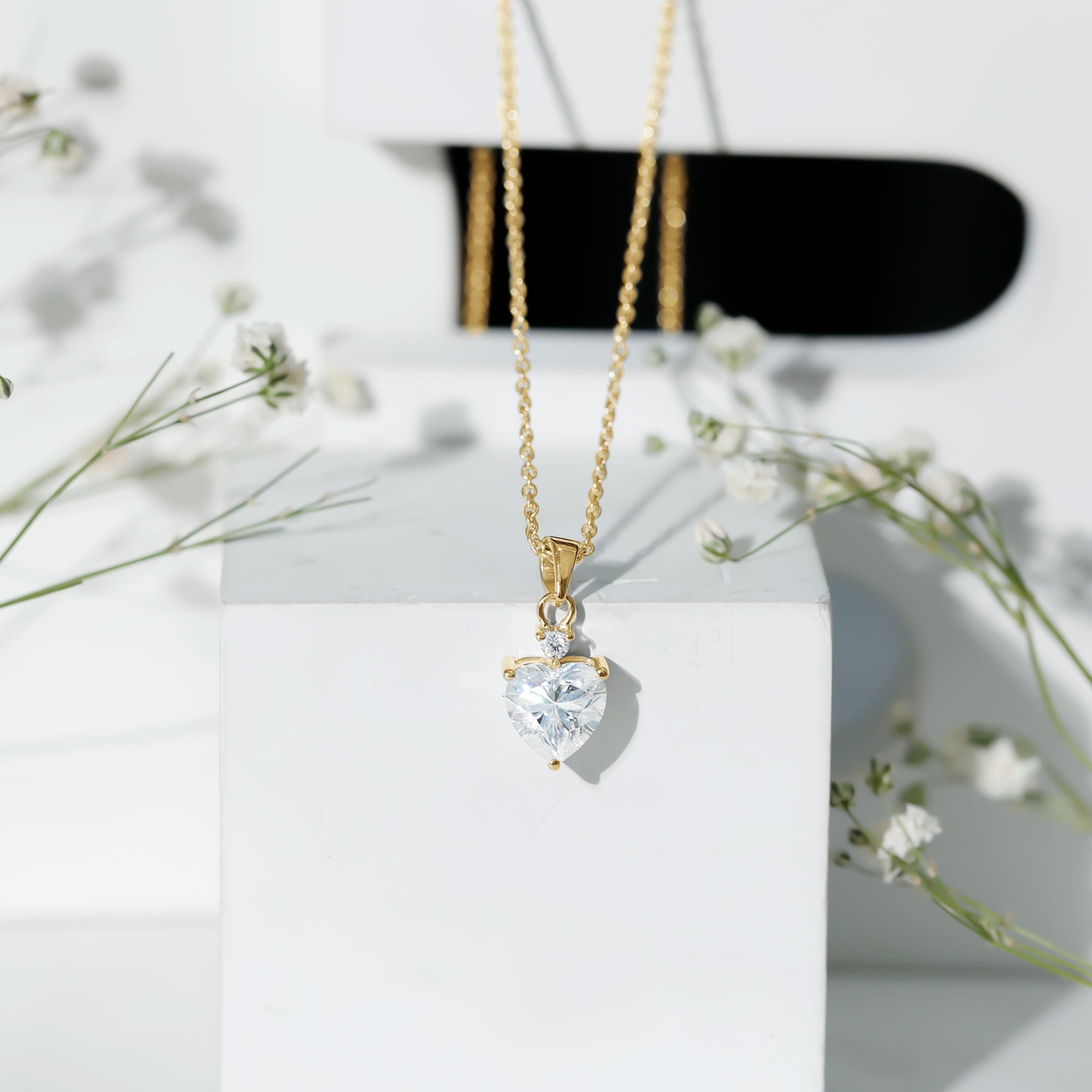 Certified 2 Carat Moissanite Solitaire Heart Necklace