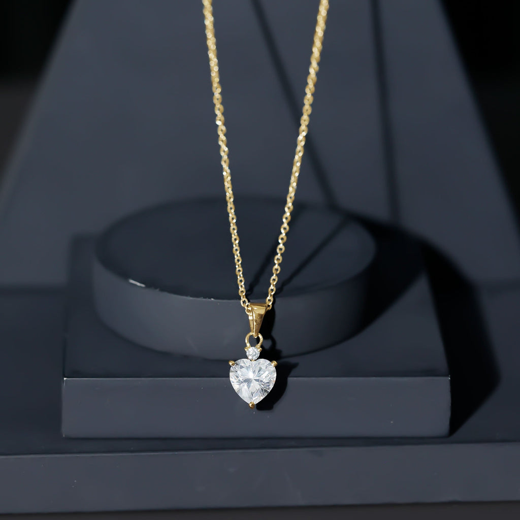 Certified 2 Carat Moissanite Solitaire Heart Necklace