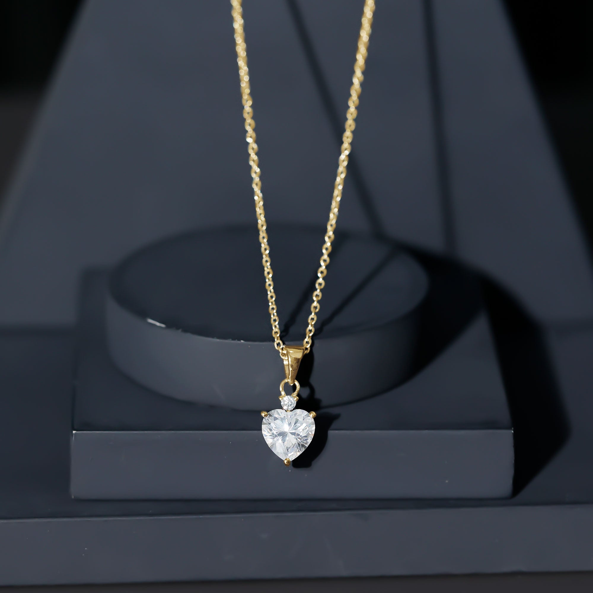 Certified 2 Carat Moissanite Solitaire Heart Necklace