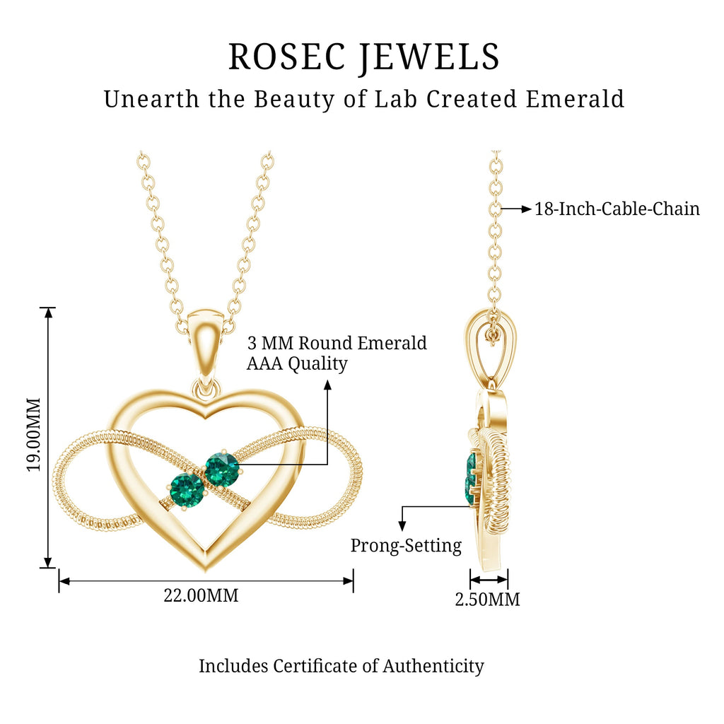 Lab Created Emerald Heart and Infinity Pendant Necklace