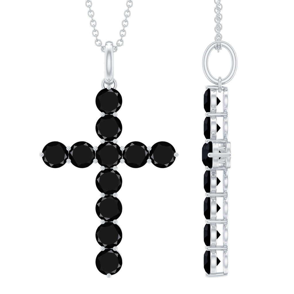 Lab Created Black Diamond Cross Pendant Necklace