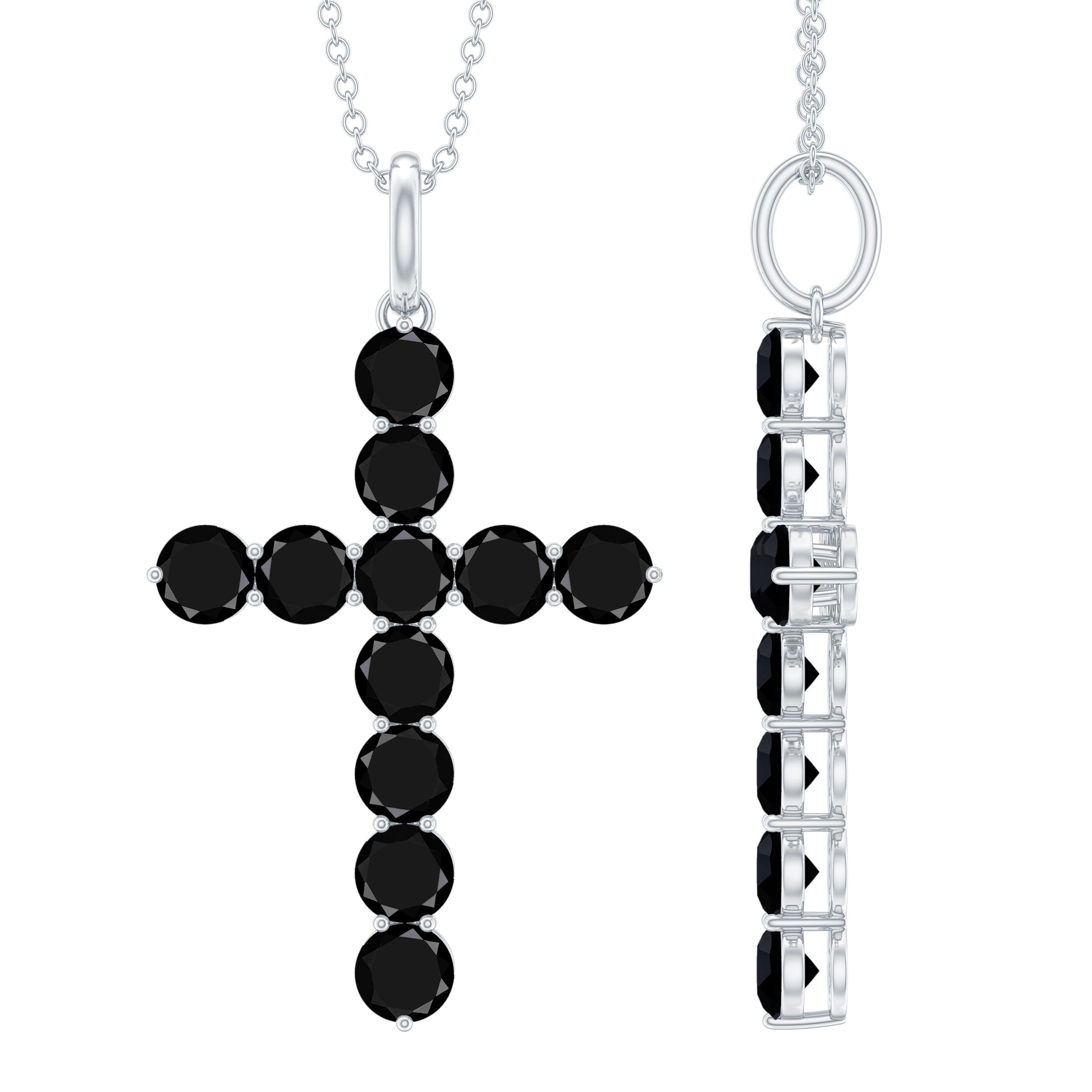 Lab Created Black Diamond Cross Pendant Necklace