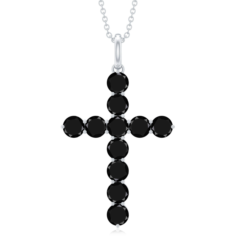 Lab Created Black Diamond Cross Pendant Necklace