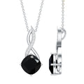 2 Carat Cushion Cut Black Spinel and Diamond Infinity Necklace