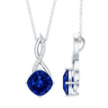 2.7 Carat Cushion Cut Lab Created Blue Sapphire Diamond Infinity Necklace