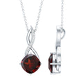 3.2 Carat Cushion Garnet Drop Infinity Necklace with Diamond