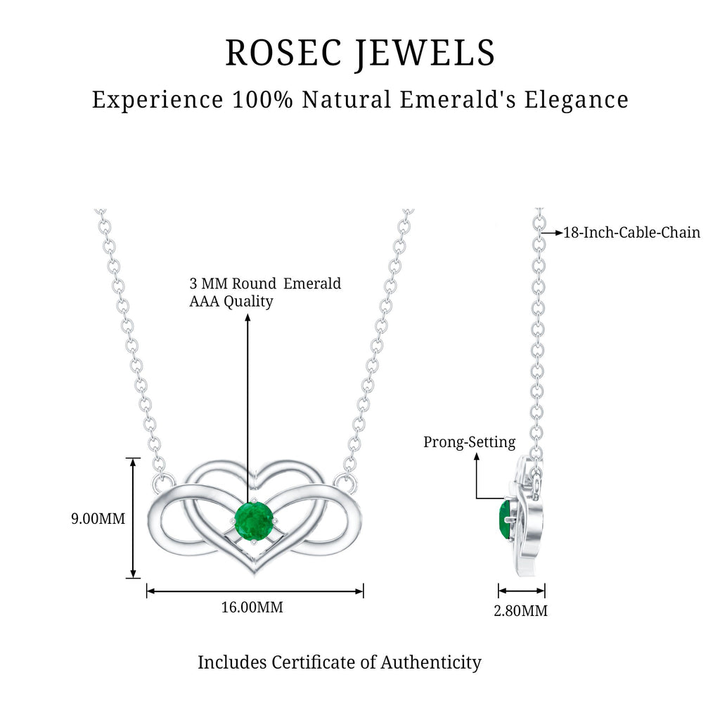 Emerald Heart and Infinity Chain Necklace for Women
