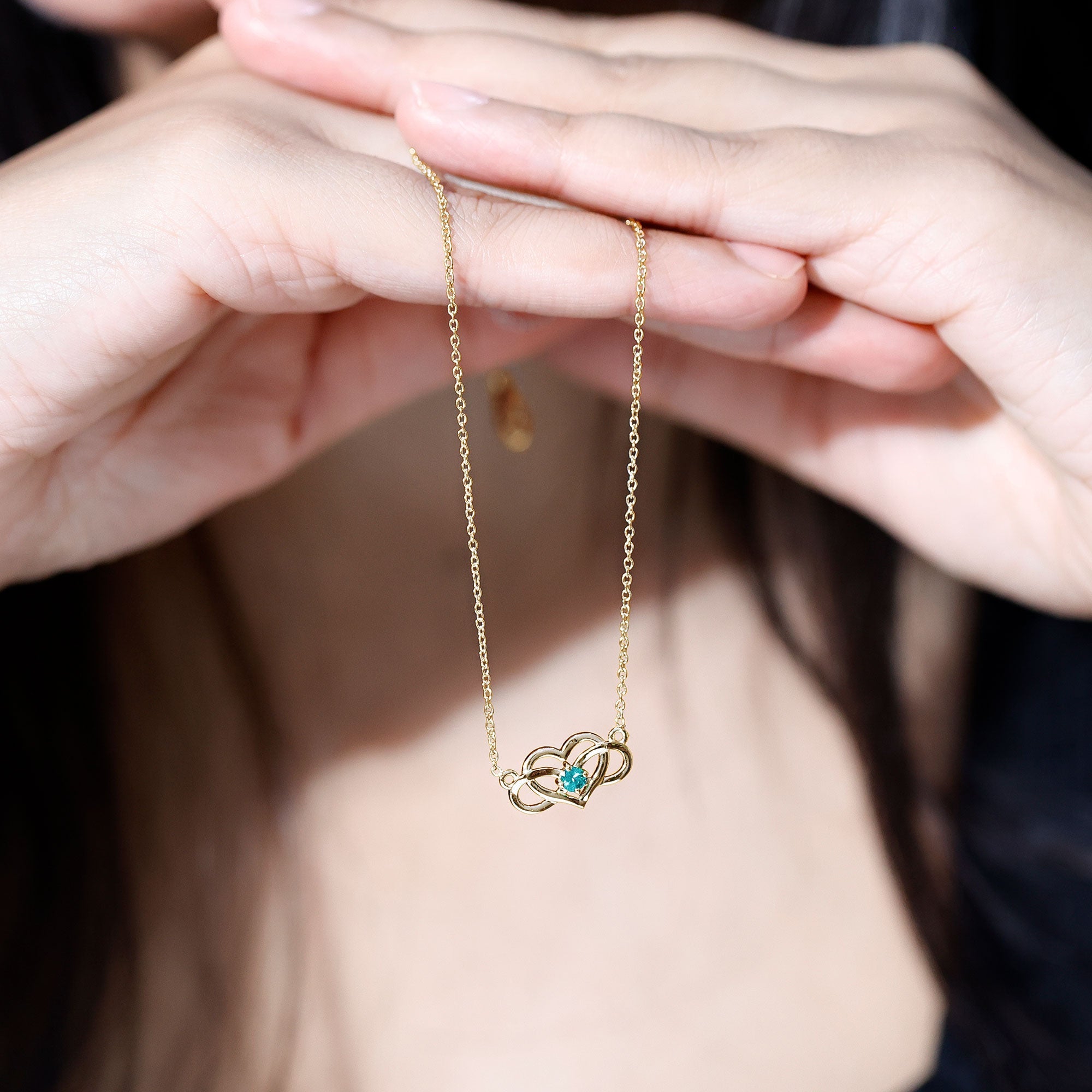Emerald Heart and Infinity Chain Necklace for Women