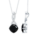 2.83 Carat Cushion Lab Grown Black Diamond Infinity Necklace