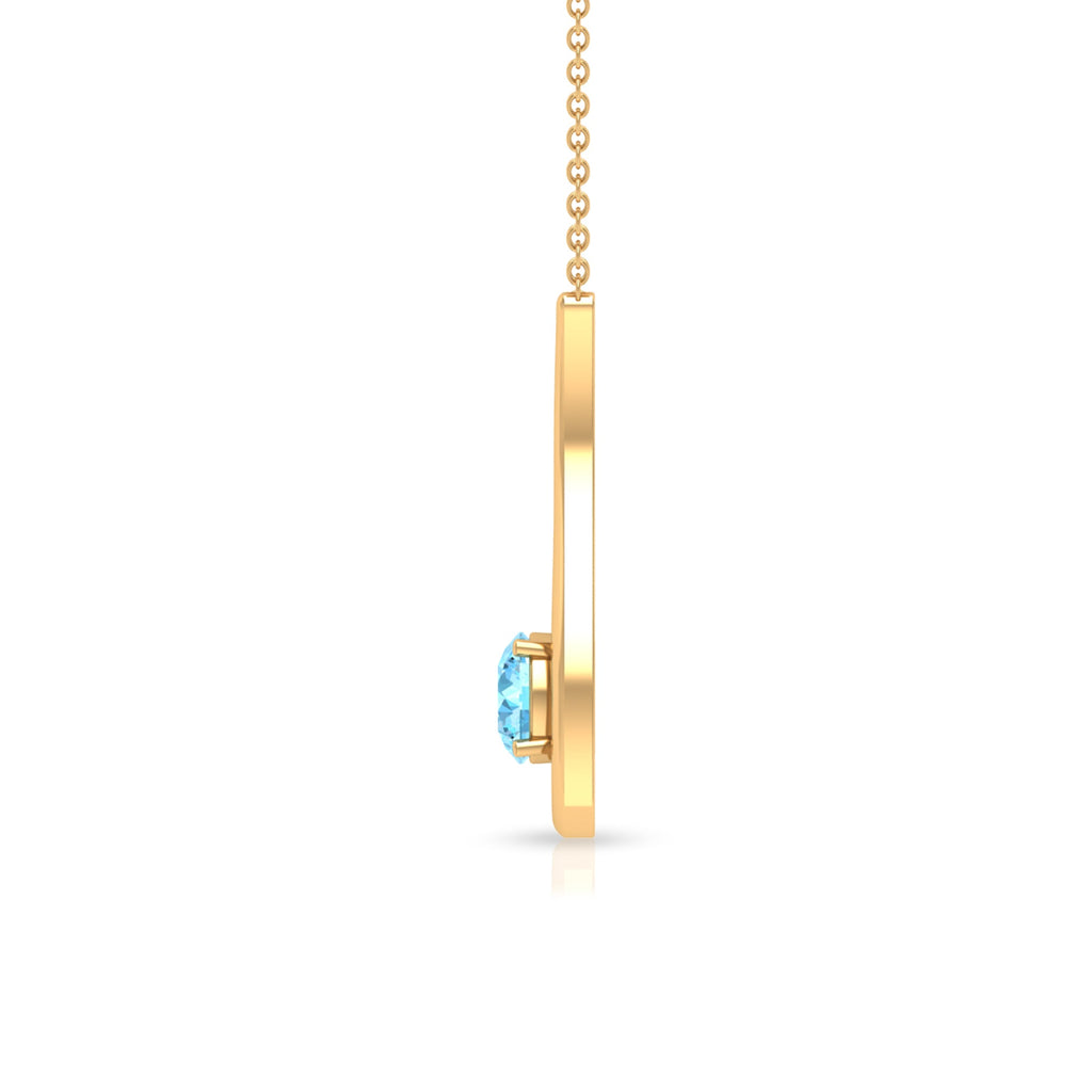 Real Aquamarine and Diamond Teardrop Necklace