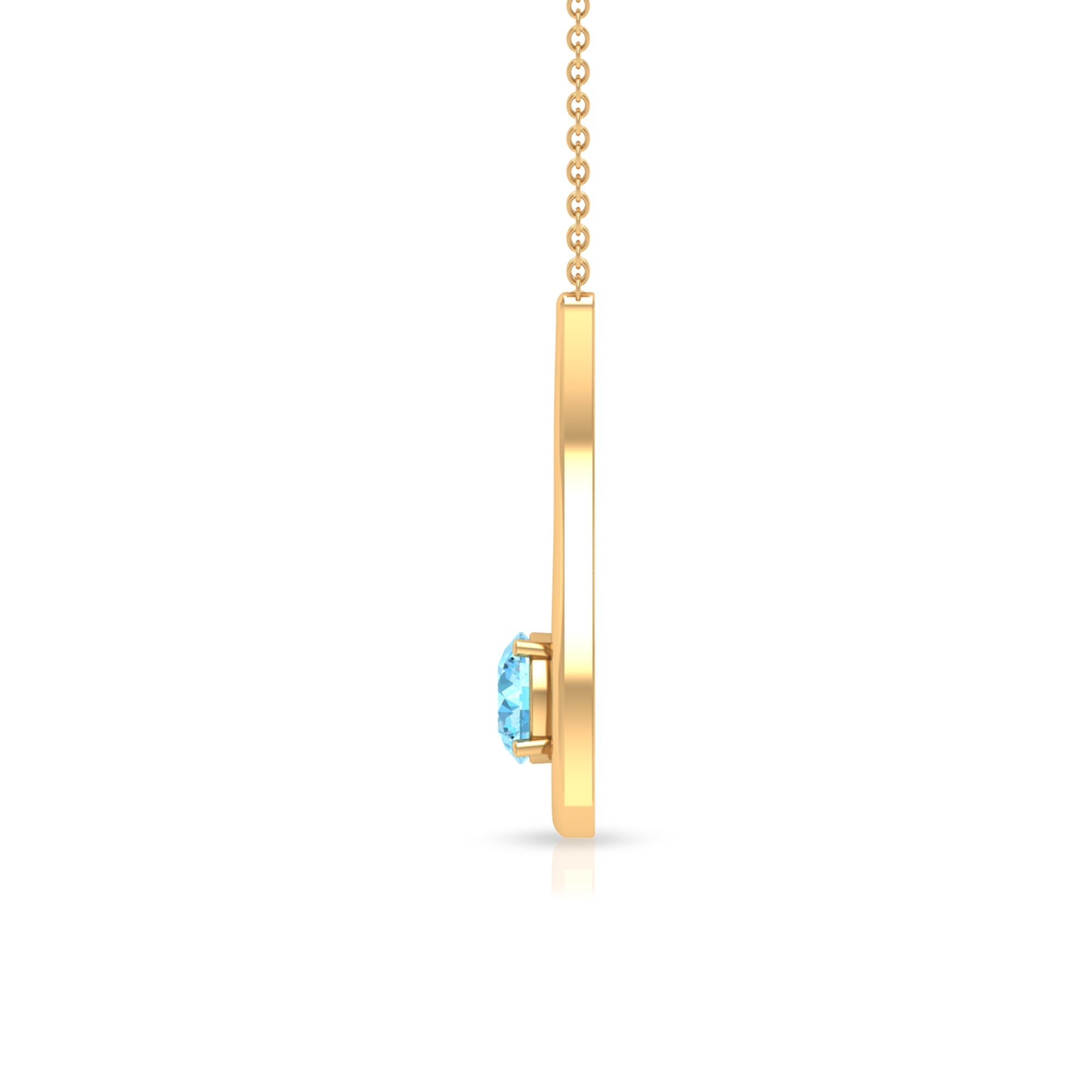 Real Aquamarine and Diamond Teardrop Necklace