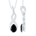 1 Carat Pear Shape Black Onyx Infinity Necklace with Diamonds