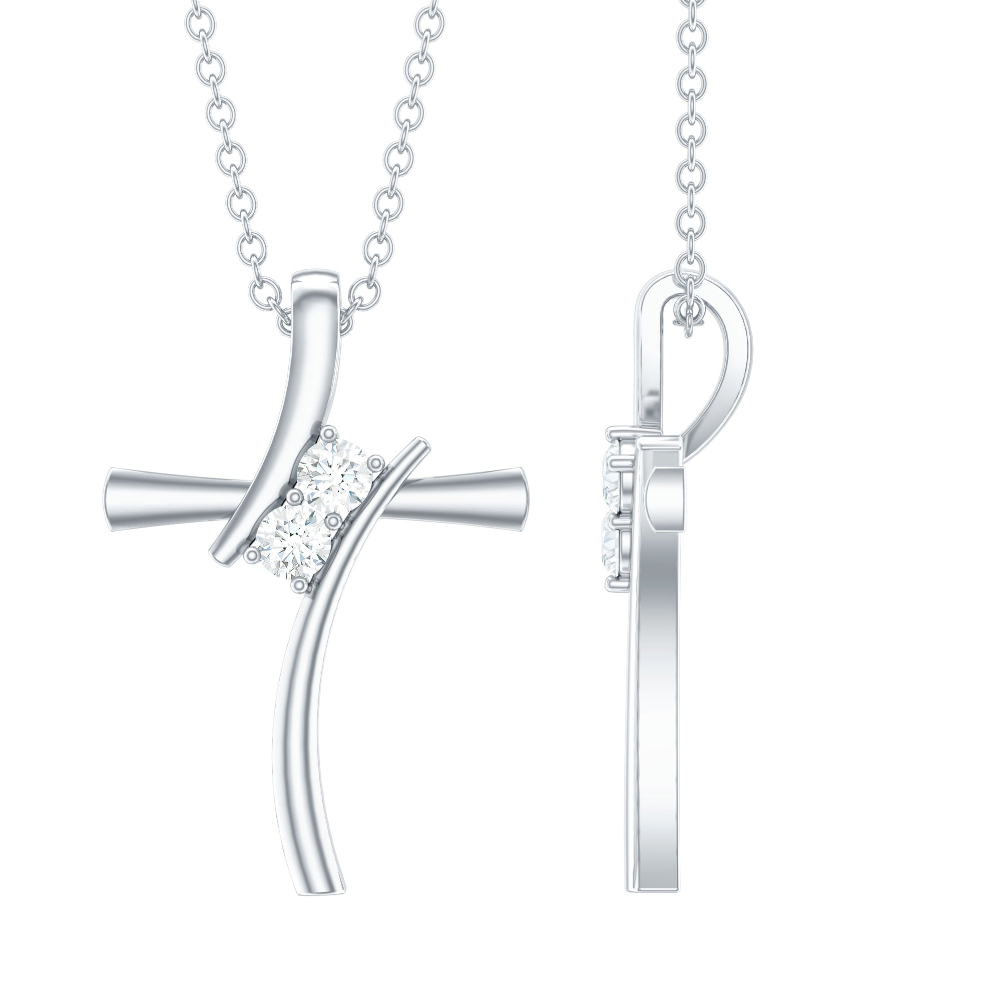 Diamond Cross Pendant Necklace for Women