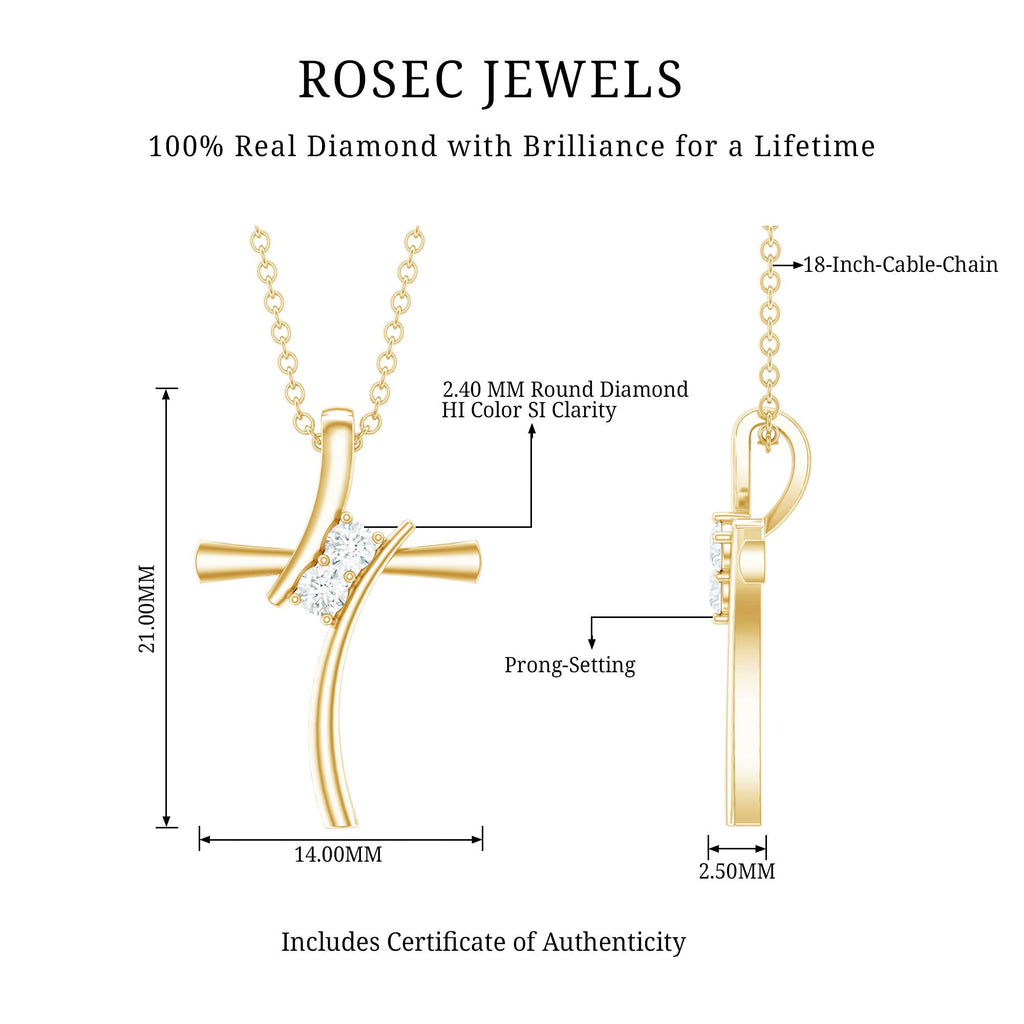 Diamond Cross Pendant Necklace for Women