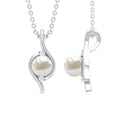 2 Carat Solitaire Freshwater Pearl Pendant with Diamonds