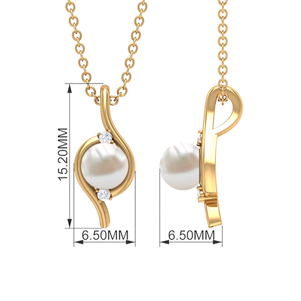 2 Carat Solitaire Freshwater Pearl Pendant with Diamonds