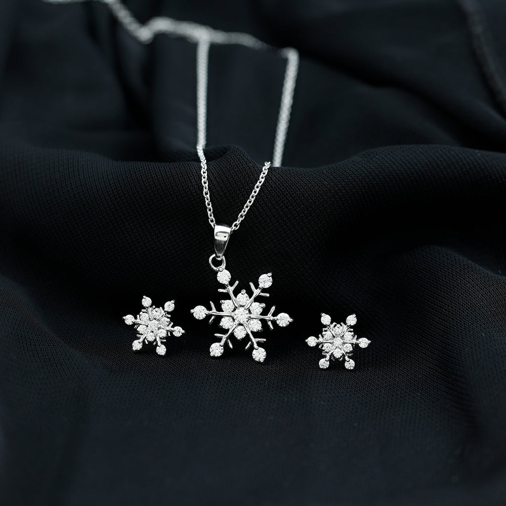 Certified Moissanite Snowflake Jewelry Set For Christmas