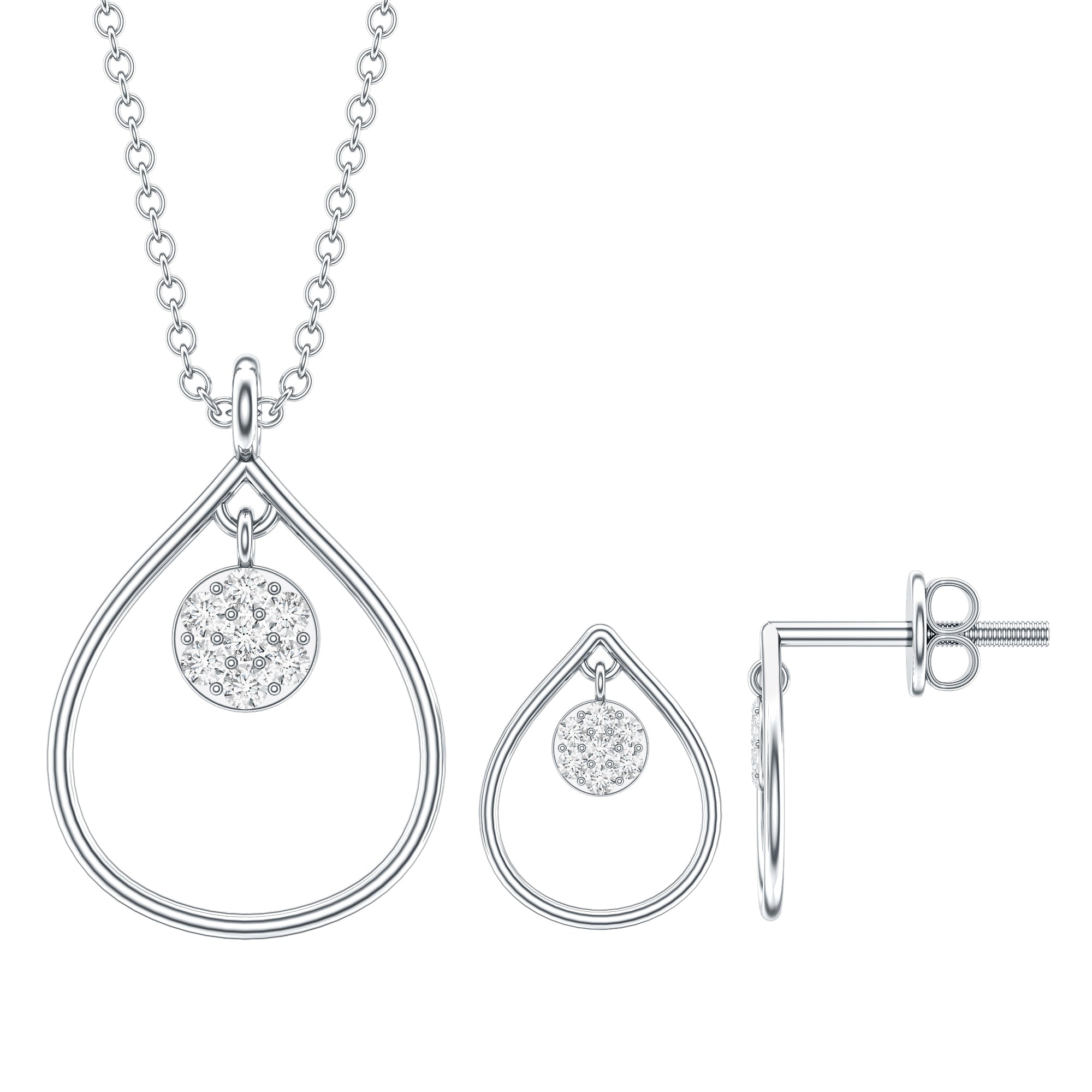 Diamond Wedding Necklace Earring Set for Bride