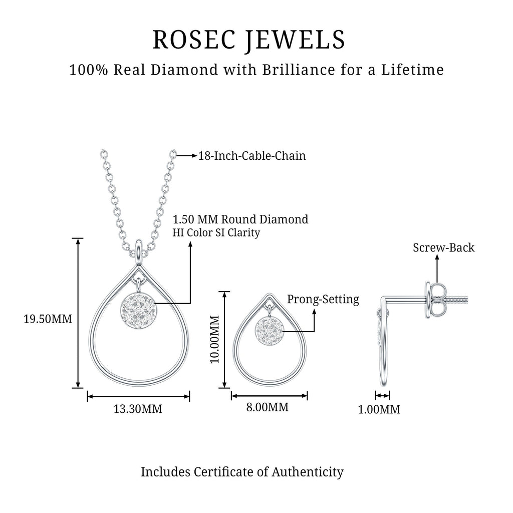 Diamond Wedding Necklace Earring Set for Bride