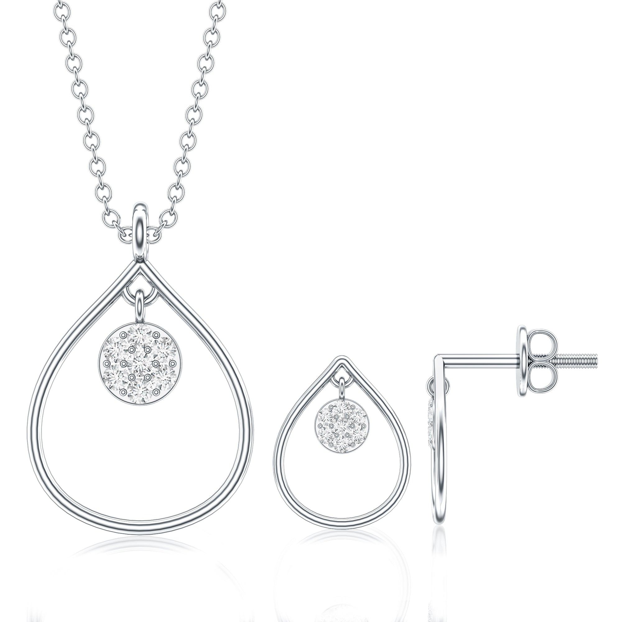 Diamond Wedding Necklace Earring Set for Bride