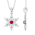 Lab Created Ruby Snowflake Pendant with Diamond Accent