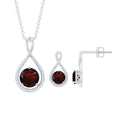 Garnet Infinity Necklace and Earrings Set