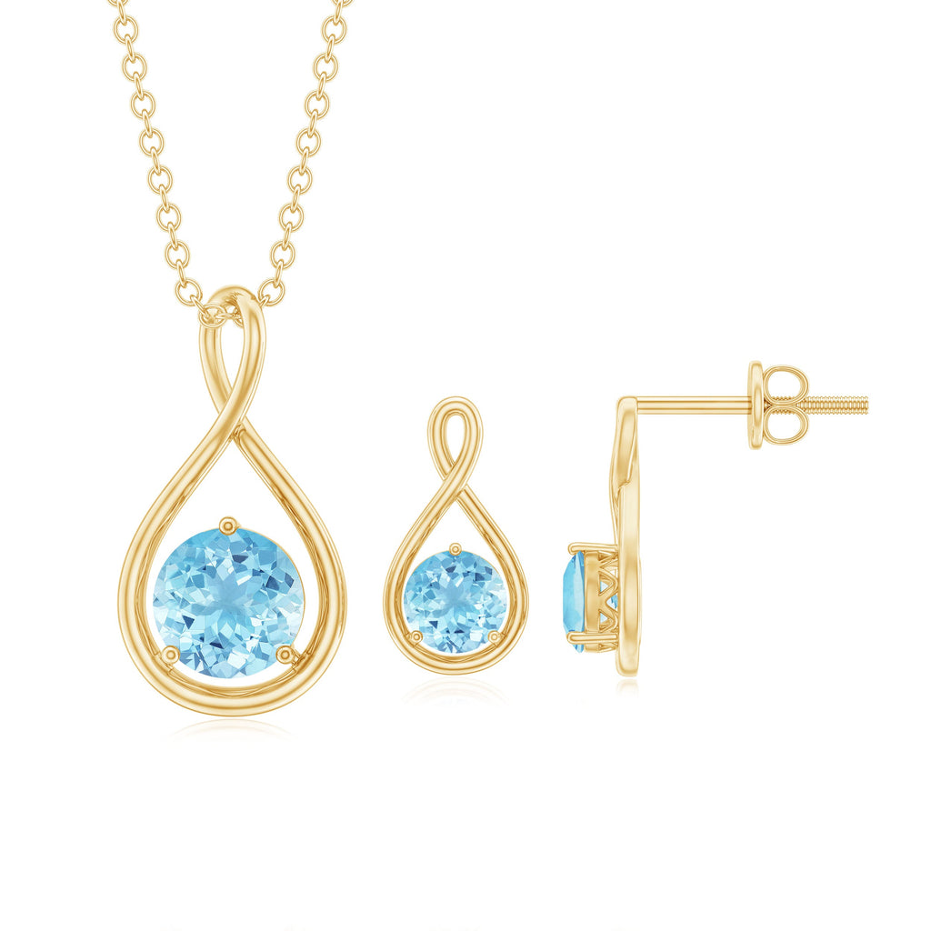 Natural Aquamarine Infinity Jewelry Set for Women