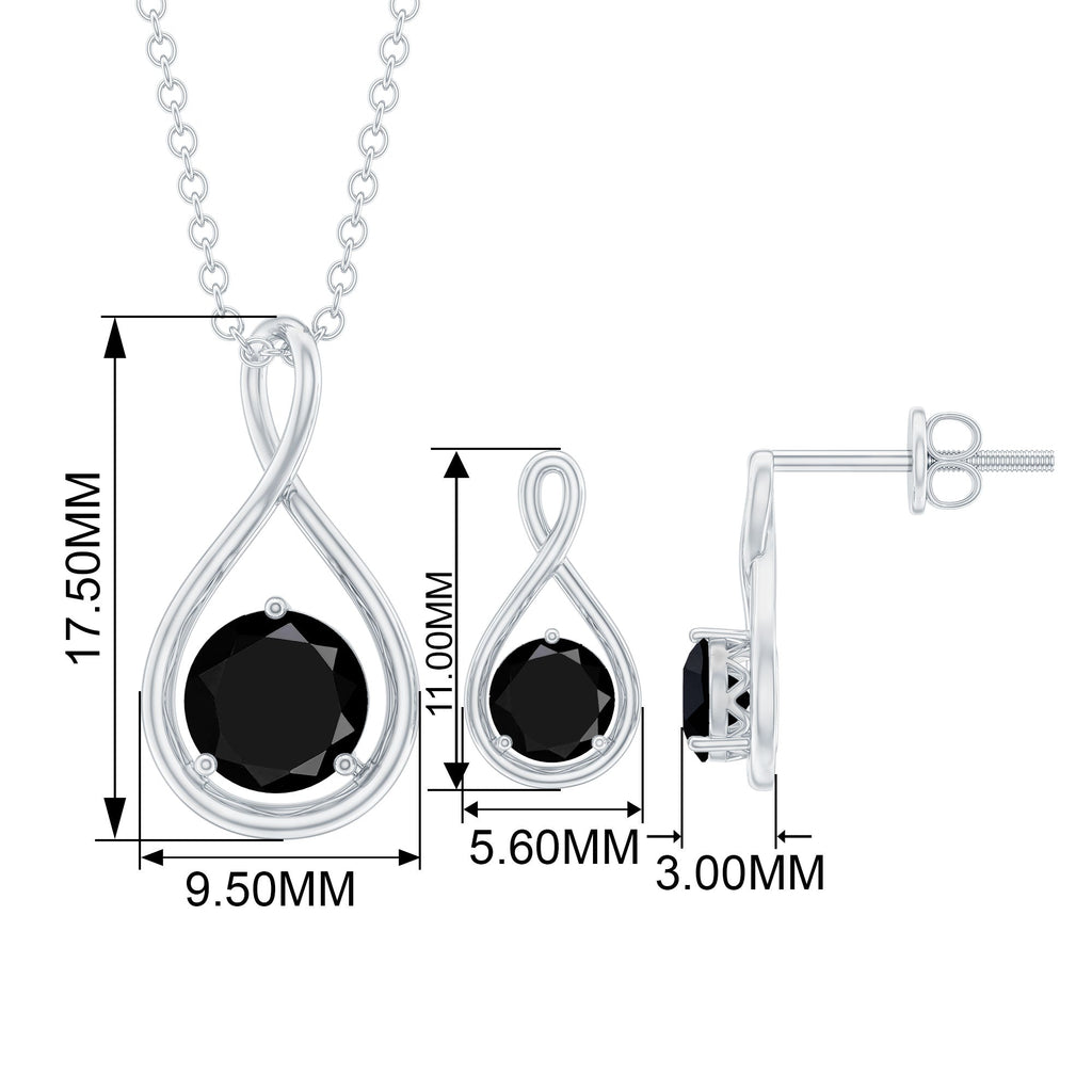 Natural Black Onyx Infinity Jewelry Set for Women