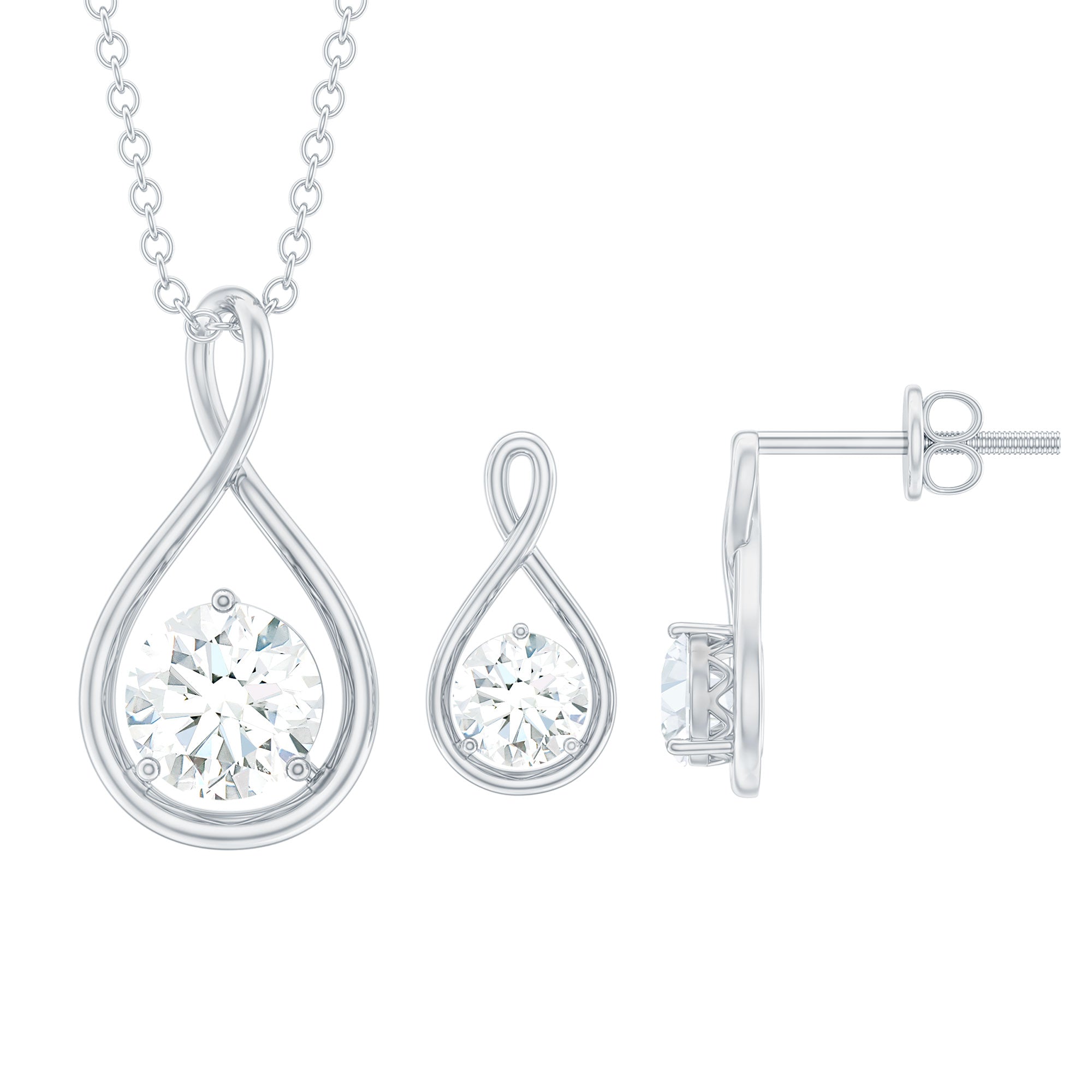 Certified Moissanite Solitaire Infinity Jewelry Set