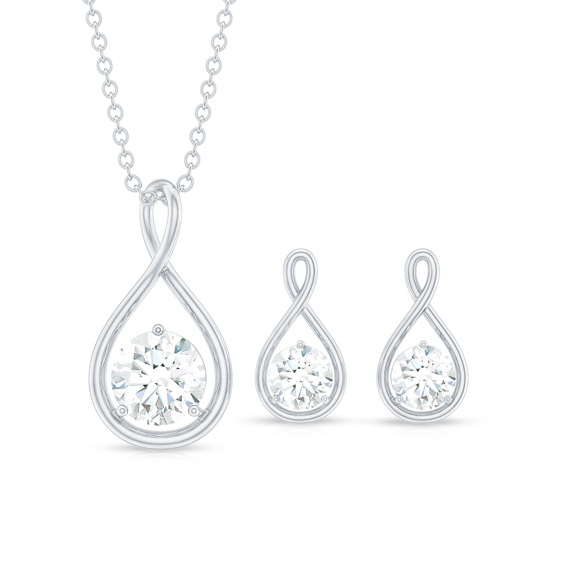 Certified Moissanite Solitaire Infinity Jewelry Set