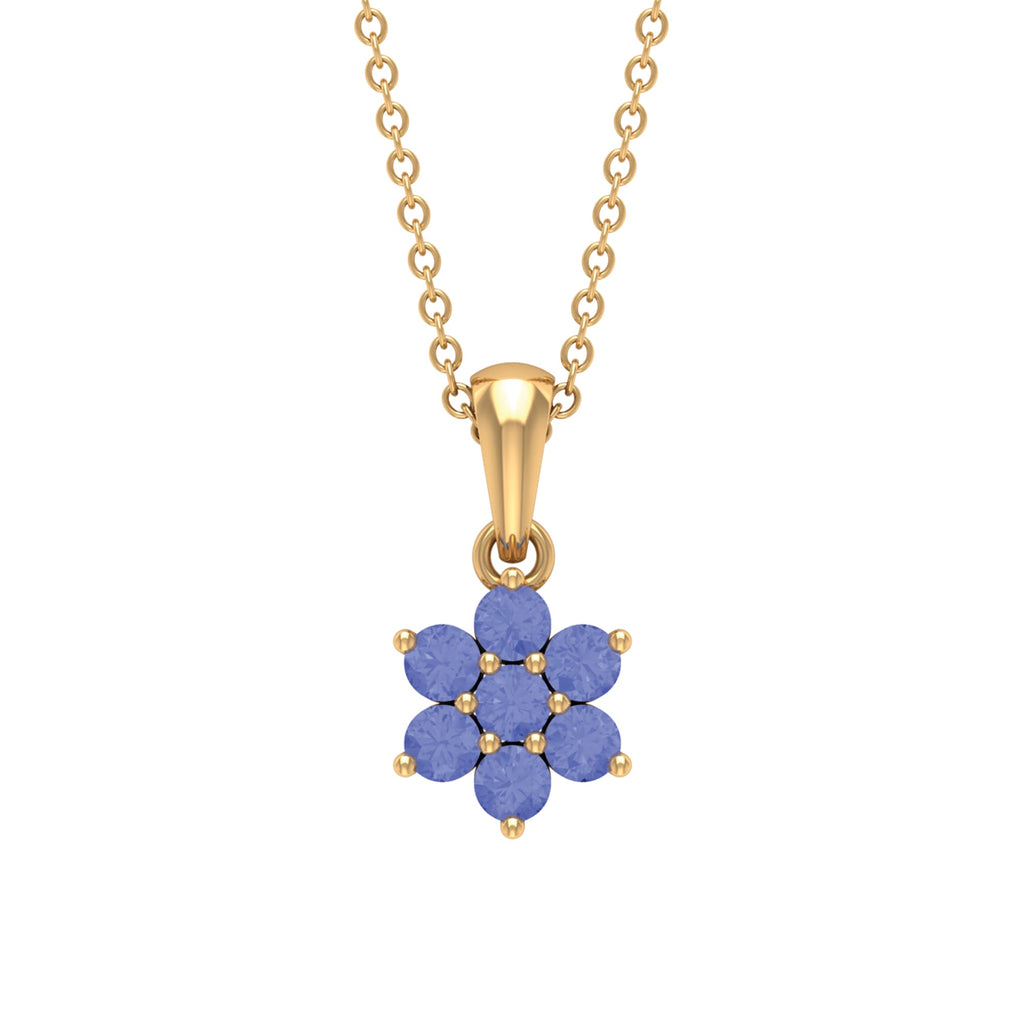 Natural Tanzanite Flower Cluster Pendant Necklace