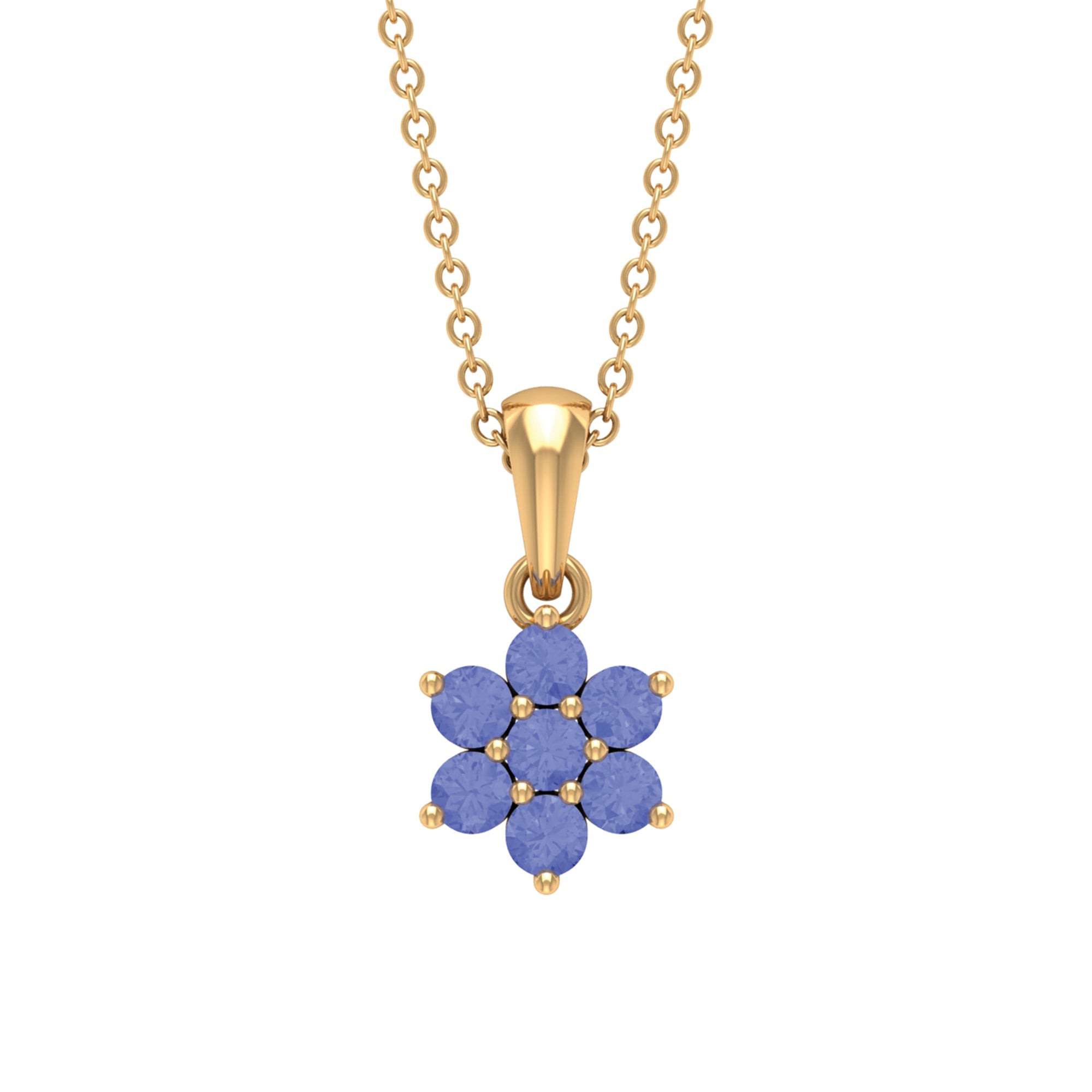 Natural Tanzanite Flower Cluster Pendant Necklace