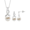 7.4 Carat Freshwater Pearl and Diamond Simple Drop jewelry Set