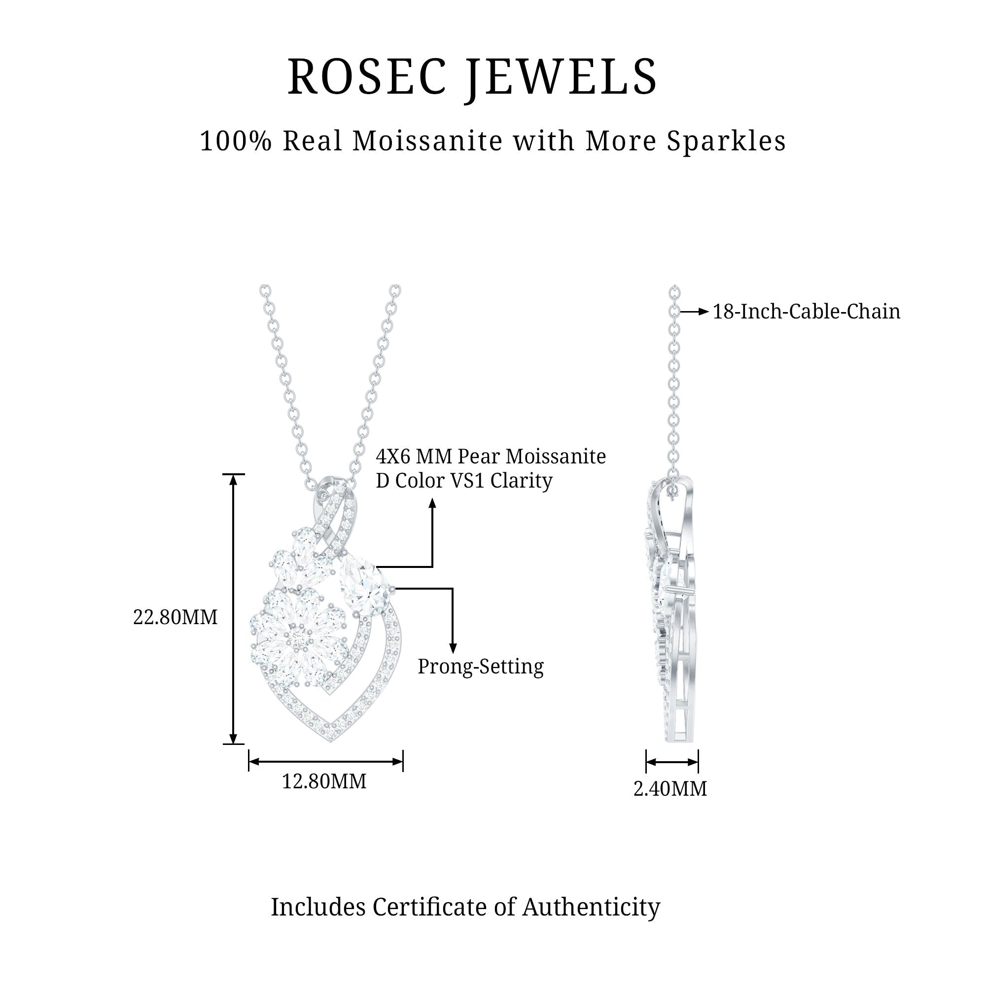 Certified Moissanite Designer Infinity Necklace With Chain
