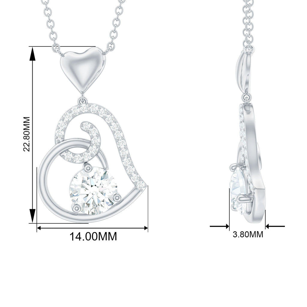 Certified Moissanite Heart Drop Pendant for Women