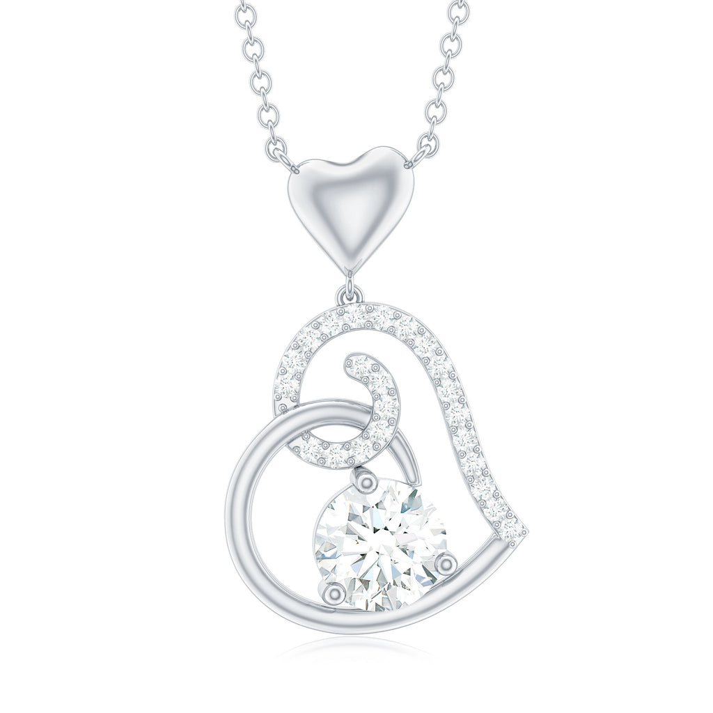 Certified Moissanite Heart Drop Pendant for Women