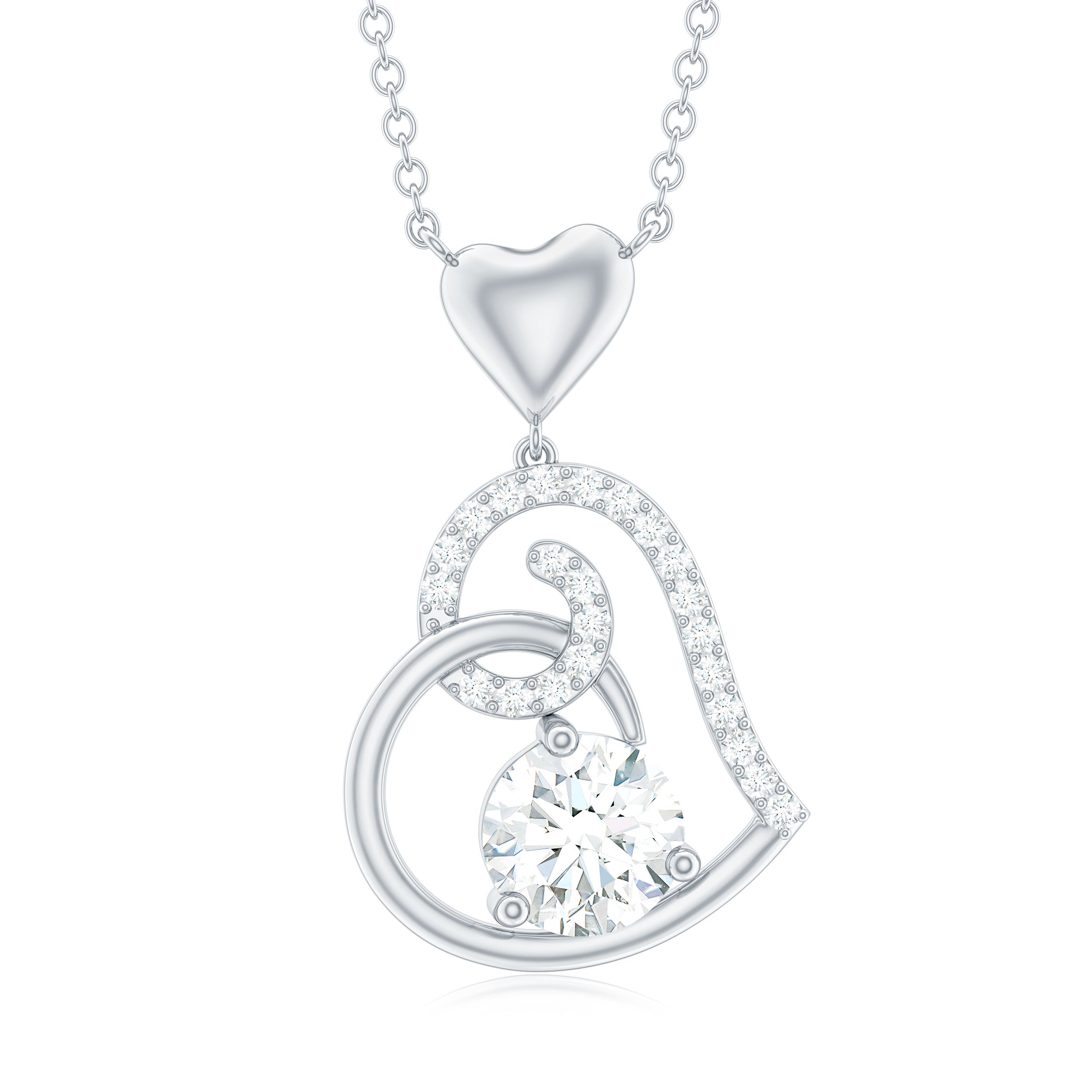 Certified Moissanite Heart Drop Pendant for Women
