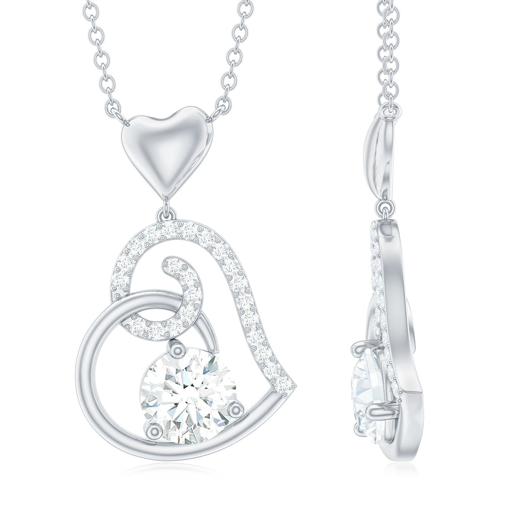 Certified Moissanite Heart Drop Pendant for Women