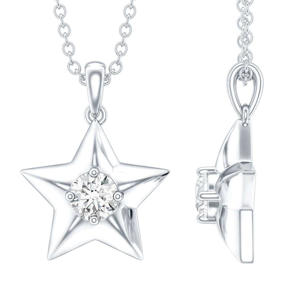 Certified Moissanite Star Pendant Necklace with Chain
