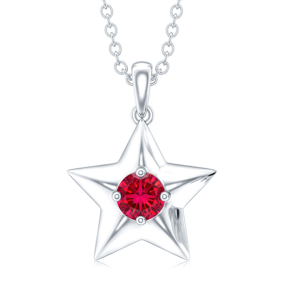 Certified Lab Created Ruby Star Pendant Necklace