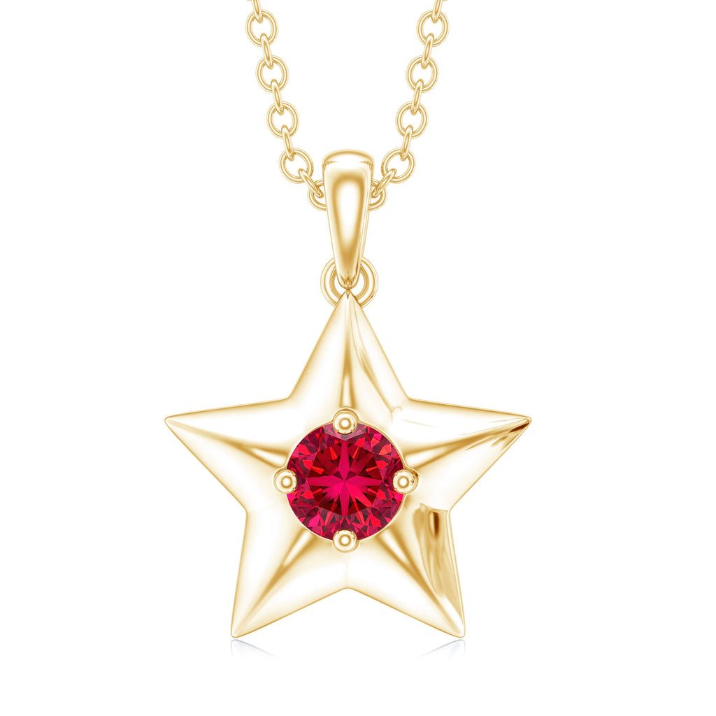 Certified Lab Created Ruby Star Pendant Necklace