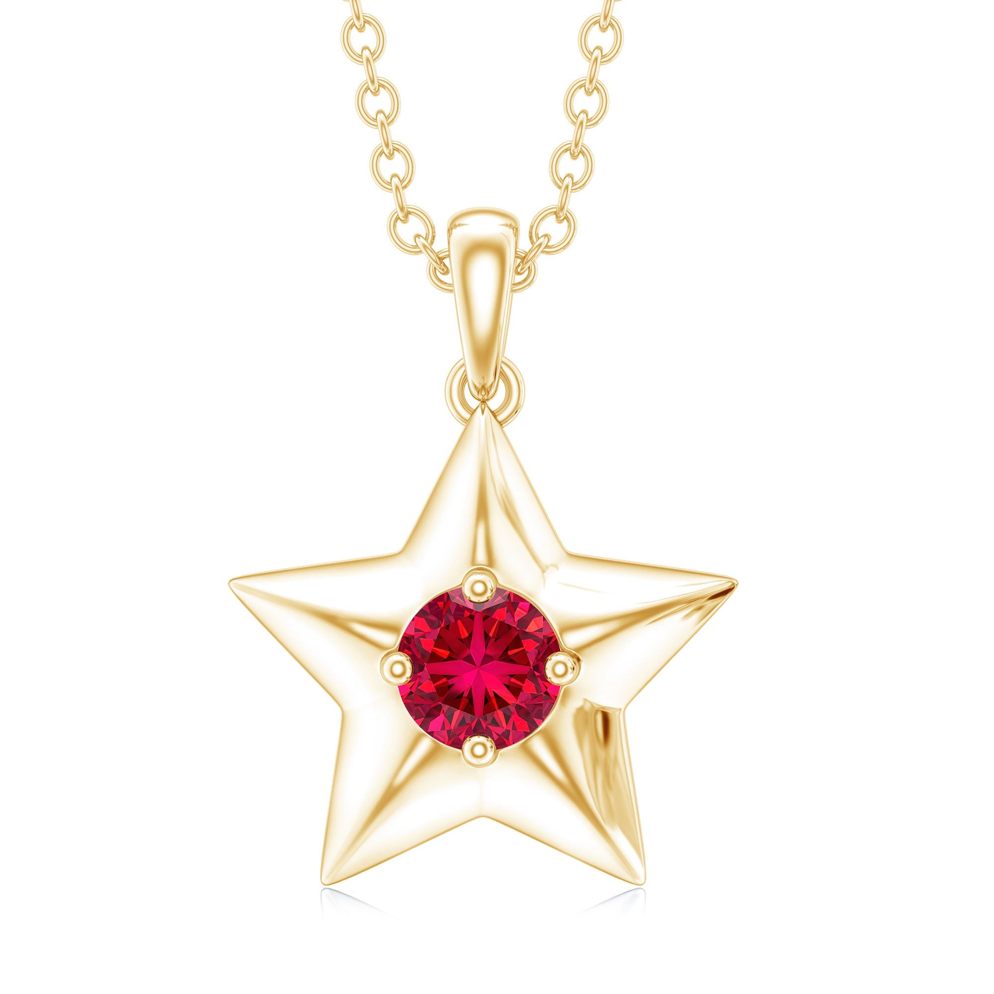 Certified Lab Created Ruby Star Pendant Necklace