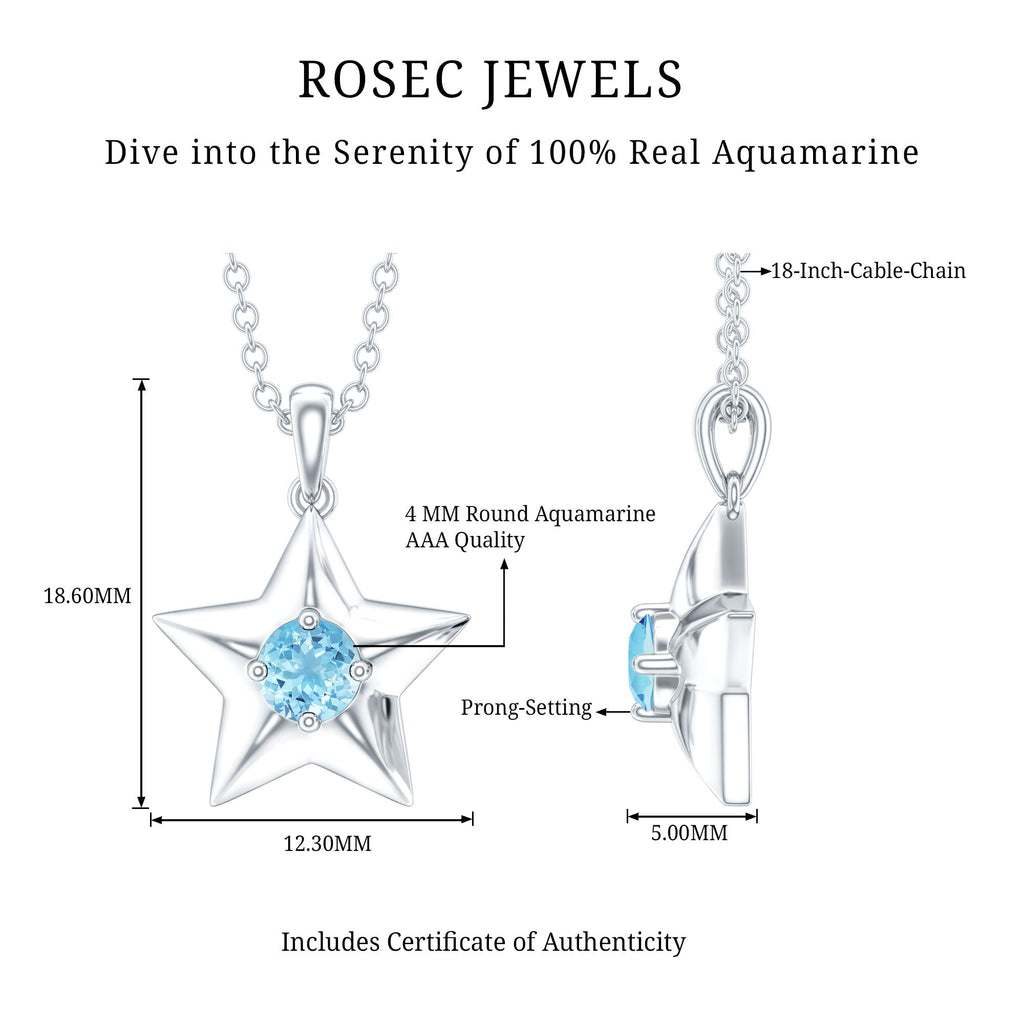 Natural Aquamarine Star of David Necklace for Women
