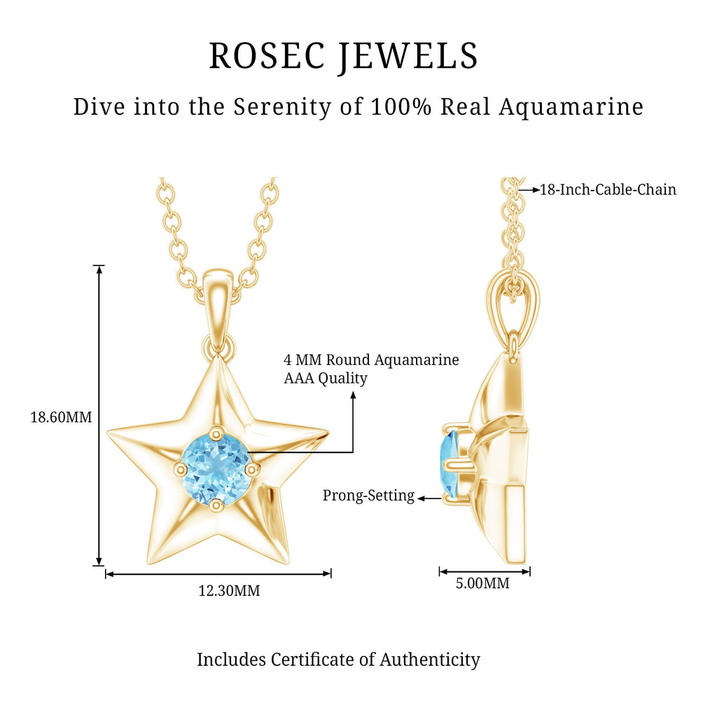 Natural Aquamarine Star of David Necklace for Women